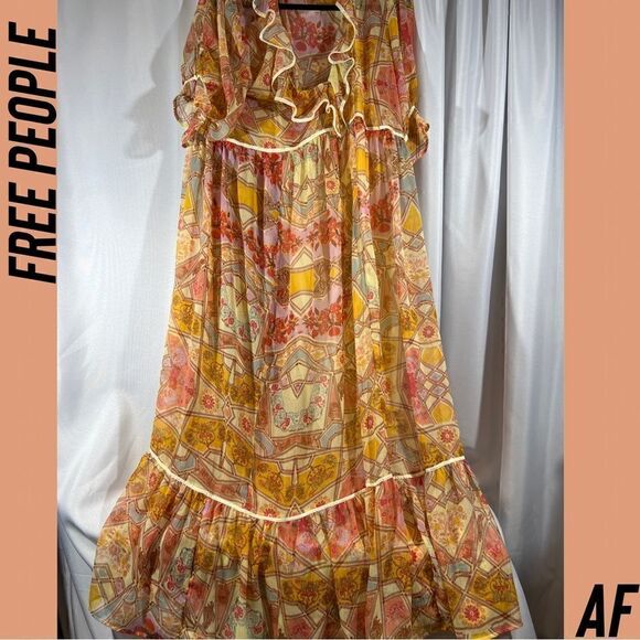 FREE PEOPLE CARMELA MAXI DRESS IN TEA COMBO NEW - Picture 5 of 10
